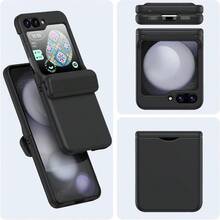 Funda para teléfono DAKORIE para Galaxy Z Flip 5, funda con portacartas, protector de Body completo con tapa para Galaxy Z Flip 5 5G, color negro - Negro - Ver 5