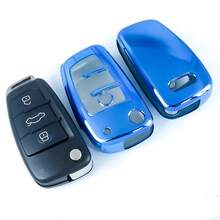 1pc TPU Transparent Full Protection Car Flip Key Fob Cover Case For Audi A1 A3 A4 A5 A6 A7 S3 S7 S8 R8 Q2 Q3 Q5 Q7 Q8 C5 C6 TT RS3 RS6 Carry 1 Pc Exquisite And Cute Keychain Exquisite High-End Keybag Suitable For Both Men And Women