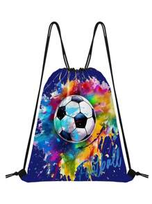 Geantă cu șnur cu model distractiv pentru copii - Adolescenți Sport Sală de gimnastică Înot Călătorie Muncă Drumeții Geantă de zi, ușoară, design drăguț Baschet, imprimeu fotbal - Perfect pentru școală, sport, călătorie și depozitare jucării