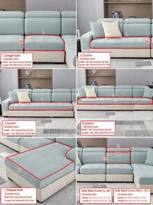 1pc Stretch Sofa Cover, Non-Slip Full Coverage Sofa Seat Cover, All Season Universal Sofa Cushion Cover, Fabric Thickened Sofa Blanket, Machine Washable, Dust-Proof, Pet-Friendly, Haze Blue Fresh Style, Adjustable For Bedroom, Office, Living Room Combination And L-Shaped Sofa And 1/2/3/4 Seat Covers