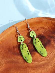 1 par de pendientes personalizados con diseño peculiar de pepino verde de acrílico, joyería de moda para mujeres, adecuado para atuendos diarios y fiestas