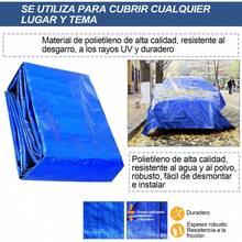 Waterproof Tarpaulin Covers, Heavy Duty, Polyester, Suitable For Reinforced Roof Edges, Camping, Patios, Swimming Pools (Blue) - 藍色 - 查看 6