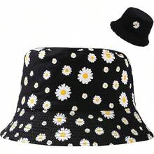 Unisex Reversible Bucket Hat For Beach And Fishing - 雛菊花 - 查看 1
