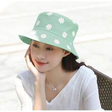 Unisex Reversible Bucket Hat For Beach And Fishing - Flower Green - View 2