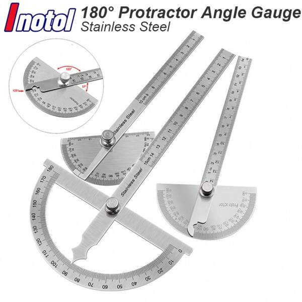 Protractor Angle Meter Measure Ruler Metal Finder 180 Degree Guage Goniometer Stainless Steel Woodworking Wood Measurement Tool