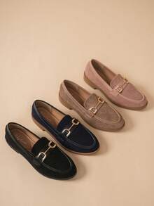 Fashionable Versatile Casual Flat Loafers - Khaki - View 2