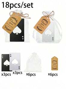 Bộ 6/18/30 chiếc/Bộ mở nắp chai bài đen/bạc, mở nắp chai Spade A, thích hợp làm quà tặng tiệc cưới, quà tặng không khí sum họp tại nhà, quà tặng khách dự tiệc cưới, quà tặng tiệc sinh nhật, quà tặng nhỏ tự làm - Nhiều màu - Xem 16