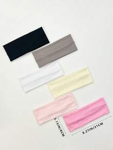 女士头巾 6 件/套 女士彩色面料时尚头带，百搭日常佩戴时尚发饰经典发带秋冬度假装女士优雅围巾 - 彩色 - 查看 5