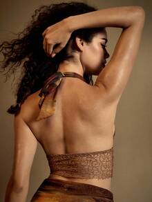 SHEIN BAE Concert 女士西部风波西米亚风性感镂空针织拼接网布扎染印花露背吊带背心