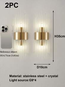 1-Piece/2 Pieces Modern Crystal Wall Sconce With Gold Tassels, Compatible With G9/E14 Bulbs. Features High-Clarity Crystal And Stainless Steel Body. Ideal For Living Rooms, Bedrooms, Bedside Interiors, Wall Decor, And Ambient Lighting.