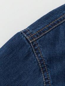 Balabala Tween Boys Denim Button-Up Shirt 2025 New Casual - Denim Dark Blue - View 3