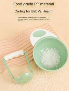 1 件婴儿手动食物研磨机、婴幼儿喂食果泥搅拌机、水果/蔬菜捣碎器和碗套装、喂食用具、婴儿护理用品