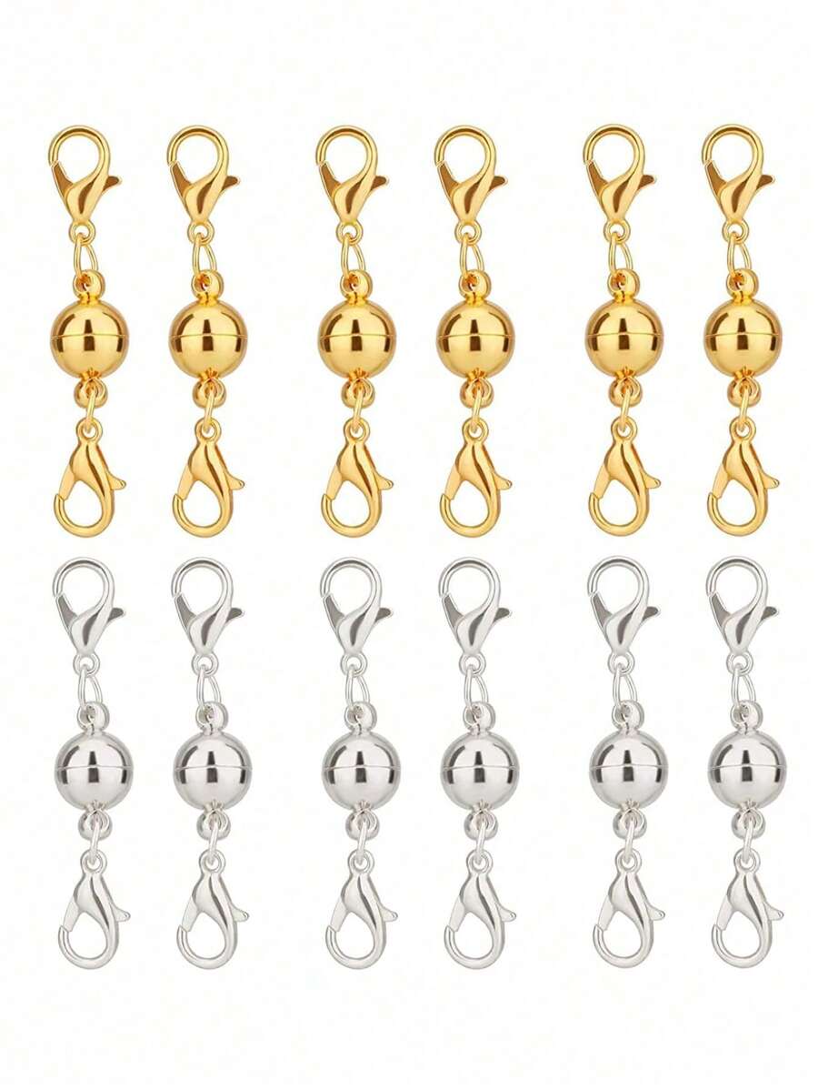 5pcs Fashion Magnetic Jewelry Clasps, Strong Magnet Necklace Clasp Closures Lobster Clasps Bracelet Converter Chain Extender For Jewelry Making - Multicolor - View 1