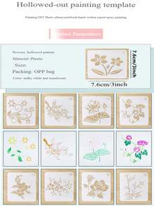 20pcs Hollow Drawing Templates Suitable For Fabric, Tattoo Stencil, Henna Stencils, Art Supplies, Painting, Wood, Glass, And DIY Crafts. Perfect For Wall Art, T-Shirts, Home Decor, Paintings, Handicrafts, Ideal For Painting, Spray Painting, And Graffiti. Durable Milky White PET Painting Templates Garden - White - View 6