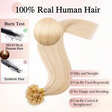 U Tip Hair Extensions Human Hair Pre Bonded Extensions Keratin Fusion Extensions K Tip Hair Extensions Real Human Hair Silky Straight Natural 50g 100 Stands 14" Ash Blonde Mix Bleach Blonde01 - 14 inch - Xem 3