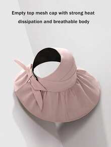 1 szt. Damski modny, uniwersalny, szeroki kapelusz przeciwsłoneczny z szerokim rondem, zapewniający ochronę przed słońcem, odpowiedni na wiosnę/lato - pusty górny kapelusz przeciwsłoneczny - Zobacz 3