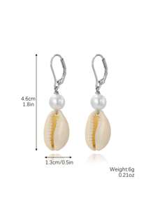 Natural Seashell Pearl Beaded Earrings - Bohemian Ocean Beach Vacation Jewelry, Colorful Statement Dangle Earrings For Women