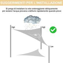 Vela Ombreggiante Triangolare 5x5x7m, 160 g/m² PES Tenda a Vela per Esterno Impermeabile,Protezione UV 95%,Per Esterno, Giardino, Terrazzo e Patio - Blu cielo