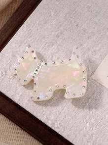 Pince à cheveux pour femmes en forme de chien mignon, avec décoration en strass acrylique de style, motif animal, convient pour une tenue quotidienne