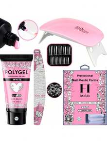 Polygel Nail Extension Kit Sun Mini 6w Oven Cabin + F1 Mold + File + Mini Nail Cabin - Multicolor - Ver 1