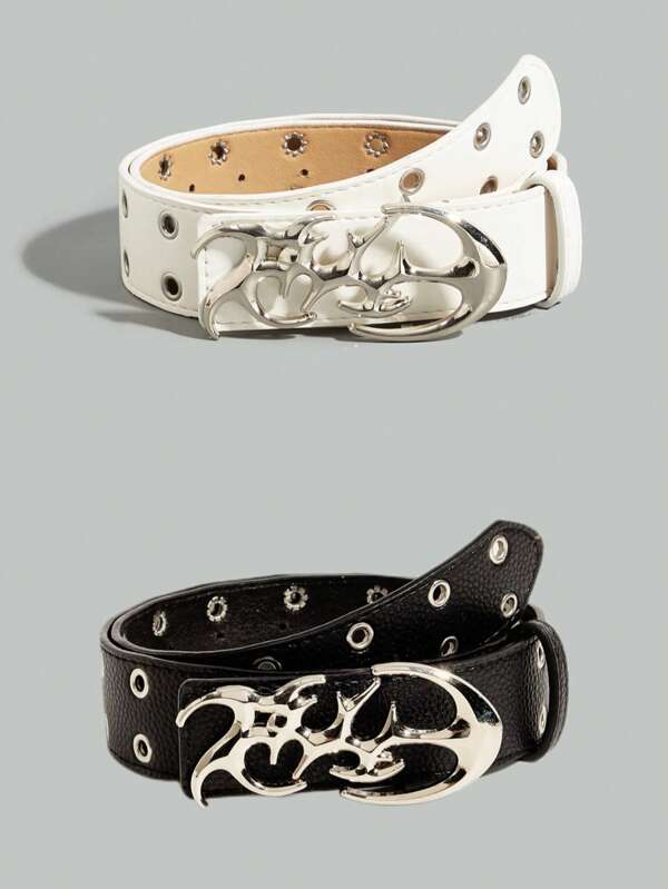 1 pieza Cinturón de estilo punk rock de metal vintage con estilo de rockstar estadounidense, con remaches y ojetes recortados, diseño retro