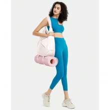Local Delivery--Ceneda Large Gym Bag For Women Sports Duffel Bag With Hidden Yoga Mat Holder & Shoe Compartment Workout Dance Tote Bag With Wet Pocket Overnight Weekender Bag (Black) - 米色 - 查看 3
