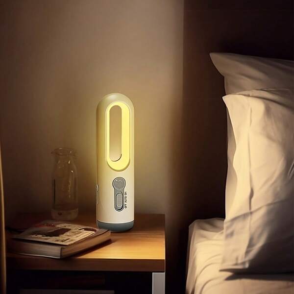 Moderne LED Nachtbeleuchtung mit Taschenlampen-Funktion - tragbar, USB aufladbar, dimmbar, geeignet für Schlafzimmer, Flur, Treppe und Badezimmer - stilvolles weißes und gelbes Design, moderne Nachttischlampe | modische Nachtbeleuchtung | dimmbare Lampe
