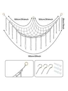 1Pc Homecoming Season Large Plush Toy Net Or Hammock, 55 Inch Toy Hammock, Macaron Plush Storage Corner Hanging Net Rack, Mesh Hammock With Hooks, Bedroom, Living Room Plush Storage Rack, Cotton And Linen Woven Plush Net, Plush Storage Bag, Large Plush Net - Multicolor - View 22