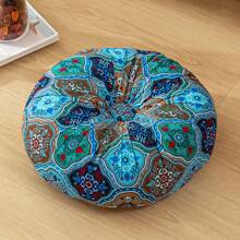1pc Bohemian Style Round Floor Mat/Cushion - Vibrant Mandala & Floral Design, Thick Polyester Fabric, Suitable For Living Room Or Bedroom, Home Decor