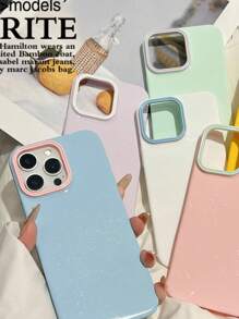 Funda de teléfono suave y a prueba de golpes, con bloque de color, efecto jelly brillante y glitter, compatible con iPhone 16, 15, 14, 13, 12 Pro Max, 11
