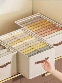 1 pieza Caja de almacenamiento plegable de estilo cajón de tela Oxford beige, sin divisores, adecuada para organizar ropa, vaqueros y suéteres. Decorativa, decoración de otoño, decoración navideña, decoración de habitación, decoración del hogar, decoración del dormitorio - Beis - Ver 8