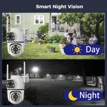 1 Unit Of 4MP (2MP + 2MP) Dual-Lens/Dual-Monitor Picture Intelligent Surveillance Camera, Powered By USB Data Cable, 2.4G Wireless WIFI Network Dual-Eye High-Definition Full-Color Night Vision Camera, Two-Way Voice, Motion Detection, Email Alert, Video Playback, Remote Viewing, Push Alert, Easy To Use, Suitable For Home, Office, Garden, Indoor/Outdoor