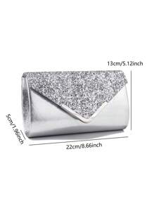 Women's Fashion Versatile Sparkling Elegant Clutch Handbag, Evening Bag, Chain Shoulder Bag, Dress Bag, Water Droplets Crystal Tassel Long Pendant Necklace Earrings 4pcs Set, Party Jewelry Accessories
