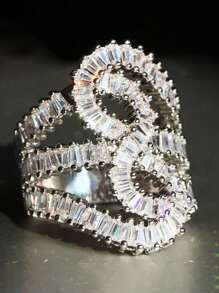 1 PC Glamorous Cubic Zirconia Ring For Women Wedding Engagement Valentine's Day Party Gift