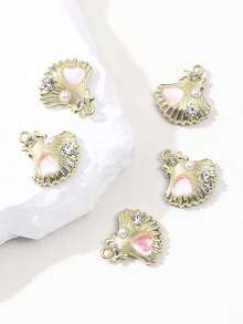 10/20pcs Random Assorted Golden Alloy Starfish, Jellyfish, Shell Charm Pendant, DIY Jewelry Making Supplies - Multicolor - View 6