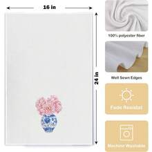 2 Pcs Blue And White Porcelain Chinoiserie Kitchen Towels, 16x24 Inch, Set Of 2, Hydrangea Floral Dish Towels Tea Towels For Kitchen, Chinoiserie Decor Hand Towels For Bathroom, Grand Millenial Decor - 藍白10 - 查看 3