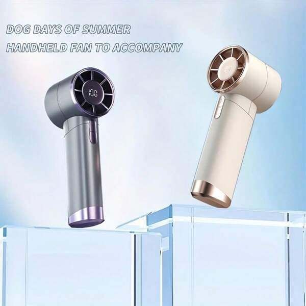 Ventilateur portatif rechargeable USB avec affichage LED - Vitesse réglable de 100 paliers, vitesse maximale de vent de 9 m/s, design compact et léger pour le refroidissement, les voyages, le camping, les cadeaux d'extérieur, la maison, le bureau et autres usages quotidiens. Ventilateur portable, accessoires de camping, design cylindrique élégant, petit et facile à transporter, boîtier en plastique durable