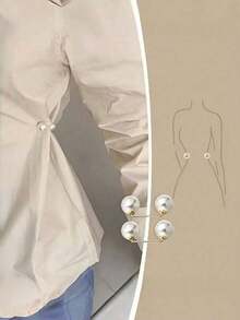 3 Ghim cài áo ngọc trai giả - Có thể điều chỉnh, Chống trượt, Ghim để thắt eo, Điều chỉnh cổ áo, Cố định khăn quàng cổ, Phụ kiện thời trang với nút ngọc trai giả màu sâm panh, xám, trắng - Hoàn hảo để trang trí váy, áo sơ mi và trang phục đi học - 3 cái - Xem 11