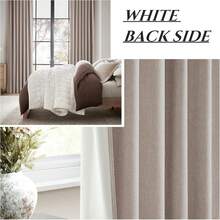 Nursery Curtains Neutral Blackout, Floor To Ceiling Track Privacy Curtains For Large Windows Room Divider Ecru Faux Linen Drapes 102 Inches Long Light Blocking (W50 X L102 2 Panels) - 青檸色 - 查看 7