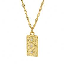 Colar com pingente geométrico banhado a ouro 18K para mulheres, gargantilha de aço inoxidável com design simples e moderno de estrela de 8 pontas e strass, adequada para uso diário e no Ramadã