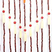 RibasuBB Wooden Beaded Doorway Curtain With Plum Blossom Patterns, 31 Lines, 90 * 220 Cm, Handmade Bamboo & Wood, Elegant Room Divider And Wall Decor - 棕色 - 查看 9