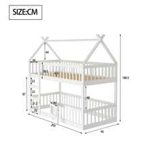 okwish Letto a castello con scala, letto a soppalco con protezione anticaduta, letto in legno massello, struttura per letto per bambini con rete a doghe (letto inferiore senza rete a doghe), bianco/grigio