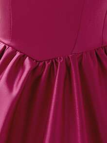 优雅缎面蝴蝶结后背花童礼服，适合生日派对、学校舞会等场合，不含头饰 - 玫紅色 - 查看 8