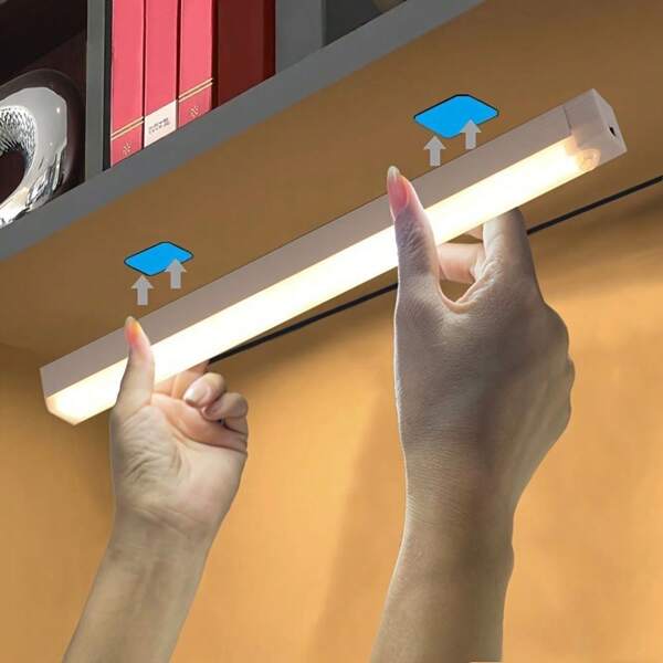 1 pieza, Luz LED, Luz de gabinete con sensor inteligente, Recargable por USB, Magnética inalámbrica, Luz nocturna ahorradora de energía adecuada para gabinetes, escritorios, escaleras y armarios, Luz blanca, Batería recargable