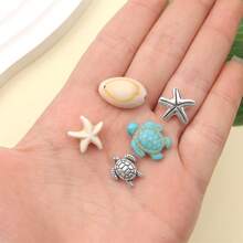 10/20/30pcs Artificial Turquoise Ocean Theme Beads, Turtle Pendant, Starfish Synthetic Turquoise Beads, Jewelry Alloy Beads DIY Bohemian Bracelet Necklace Ankle Set