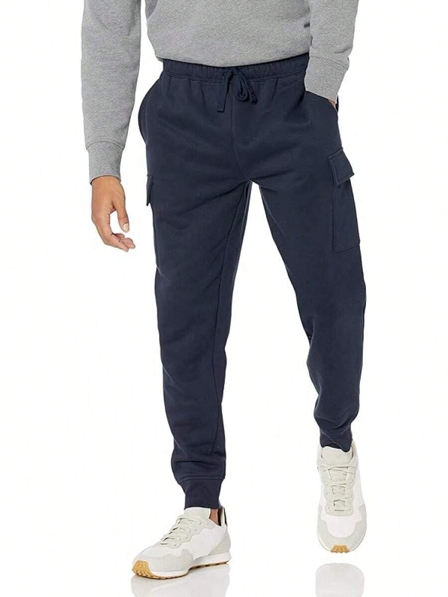 Essentials Men's Cargo Fleece Jogger Sweatpant - Red and White - View 1