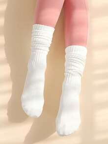 3 双加大码女士时尚保暖中筒腿套套装，柔软透气纯色，适合秋冬季，女士紧身裤和腿套 - 彩色 - 查看 4