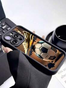 Funda para teléfono 1 pieza SoccerBlack Graphic Cobertura total TPU Funda para teléfono a prueba de golpes X/XS XSMAX 11 12 13 14 15 16 12MINI 13MINI 16E SE4 S22 S23 S24 S25 - Multicolor 3 - Ver 4