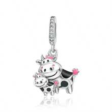 tiantianxue 1pc Silver-Plated Elegant High-Quality Jewelry DIY Cute Little Cow Pendant, Suitable For Women Bracelet/Anklet/Necklace DIY Jewelry Making, Valentine's Day Gift, Fashion Accessories