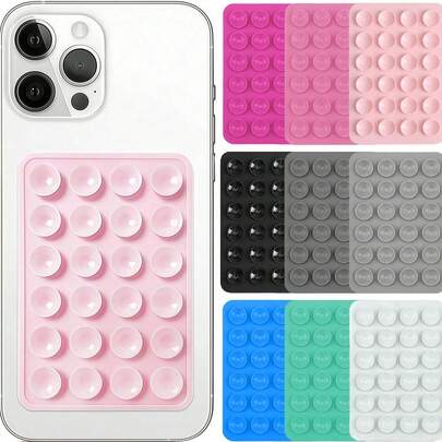 1/2/3 Silicone Suction Cup Phone Stands, Waterproof Adhesive Base, Suitable For IPhone And Android Phones, Multi-Functional Finger Holding Stand, Available In Various Colors Such As Black, White, Purple, And Orange; 2 Black And Pink Models, Suitable For IPhone And Android Phones